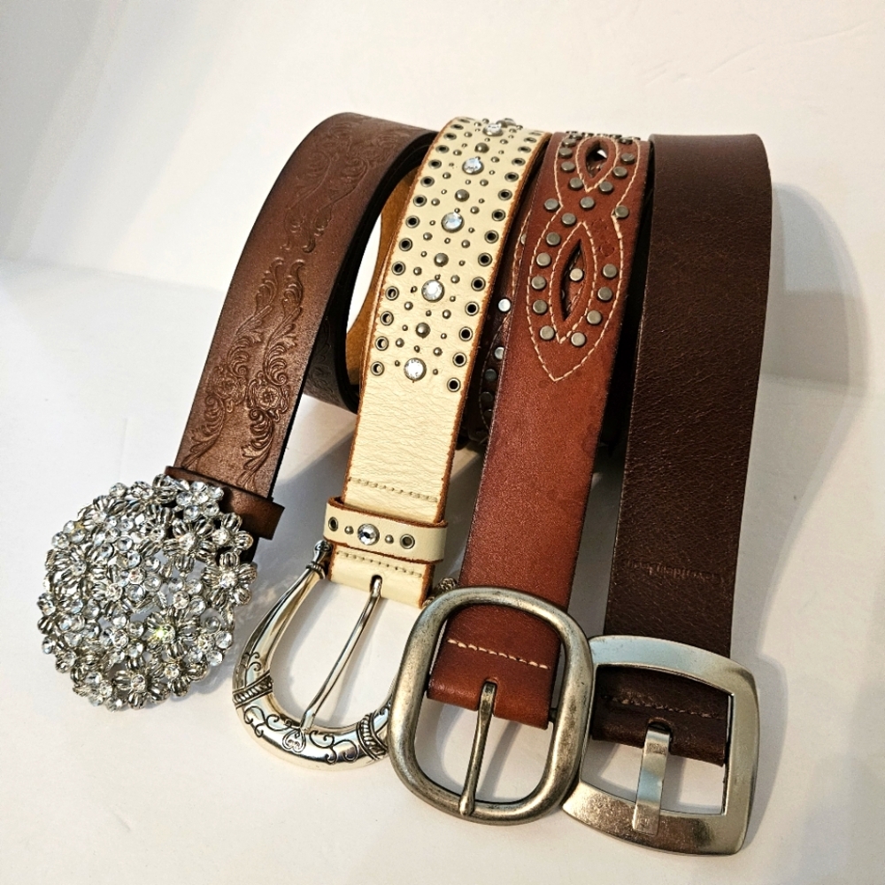 Belt Fossil Leather Studded size Large. - Picture 5 of 9